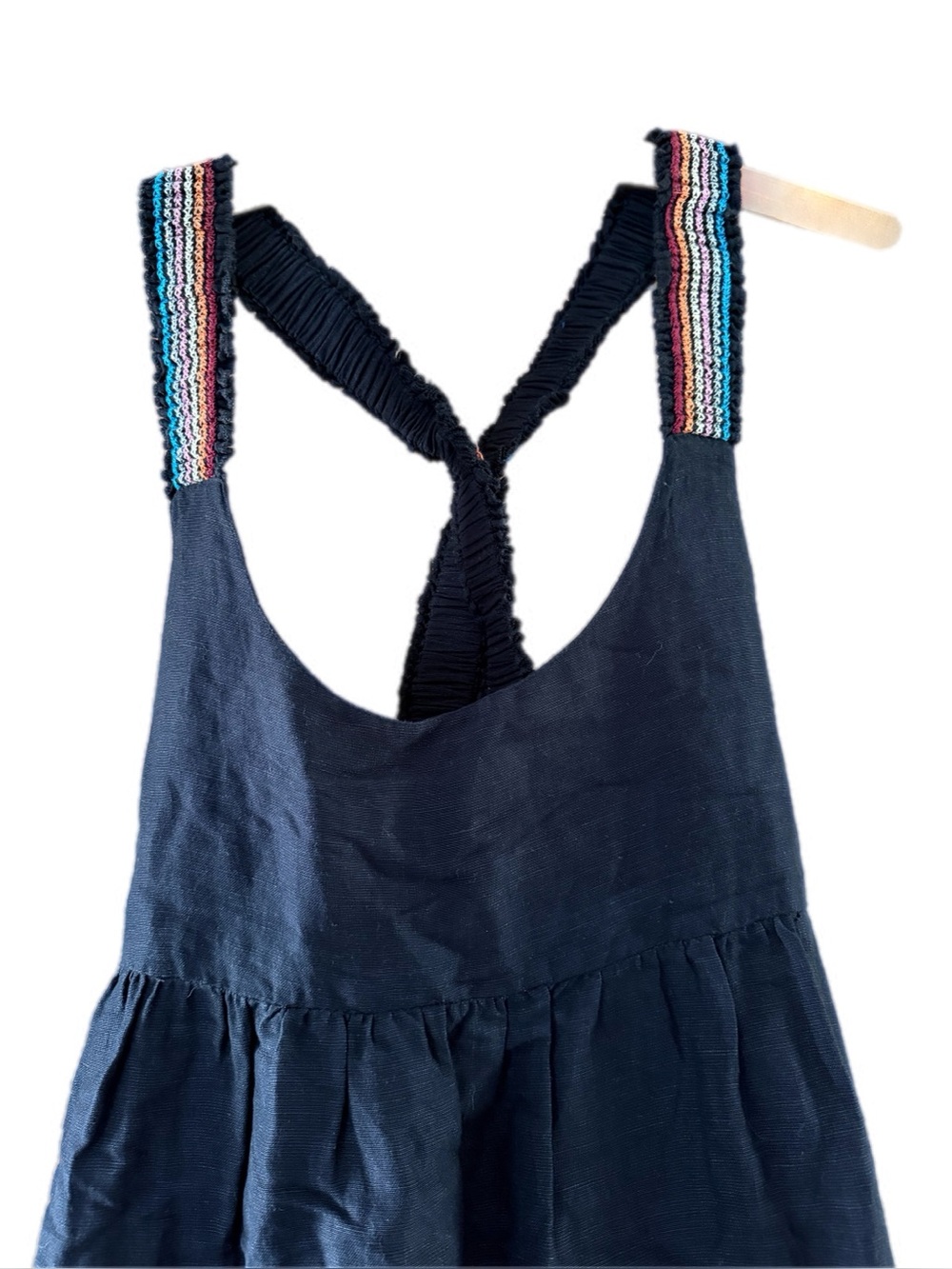 Solid & Striped The Jamie Dress Blackout Linen Blend Embroidered Strap NWT - Picture 4 of 11
